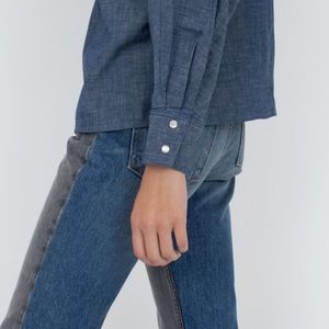 B sides arts high rise straight 100% cotton “halfsie” patchwork jeans size 28